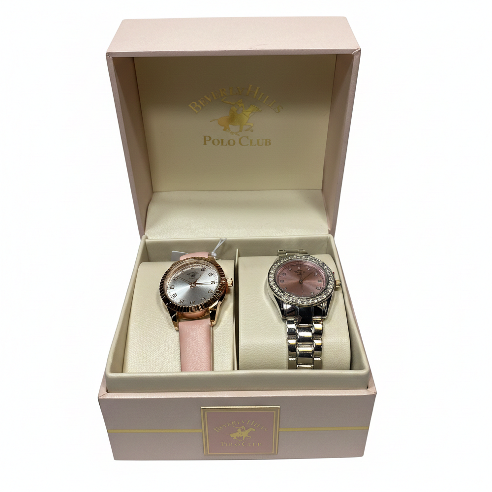 Beverly Hills Polo Club  Duo Reloj Para Damas Pink & Silver