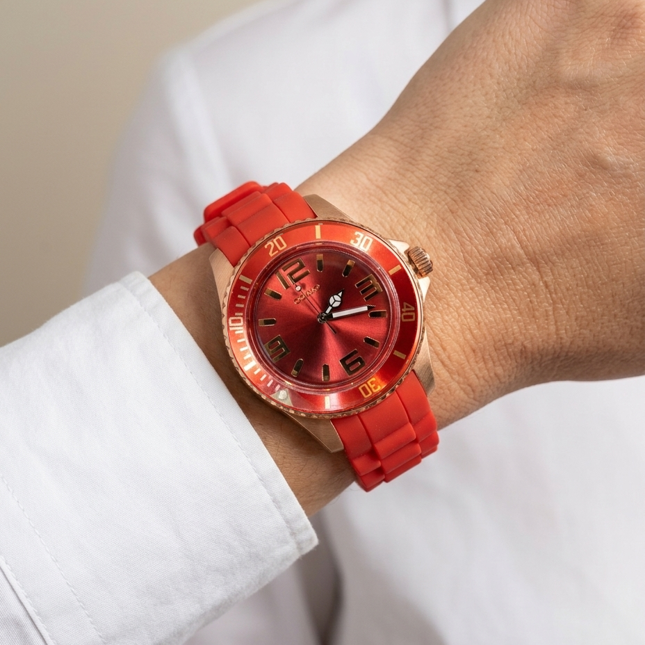Oozoo Reloj Deportivo Correa De Silicone Para Damas Red