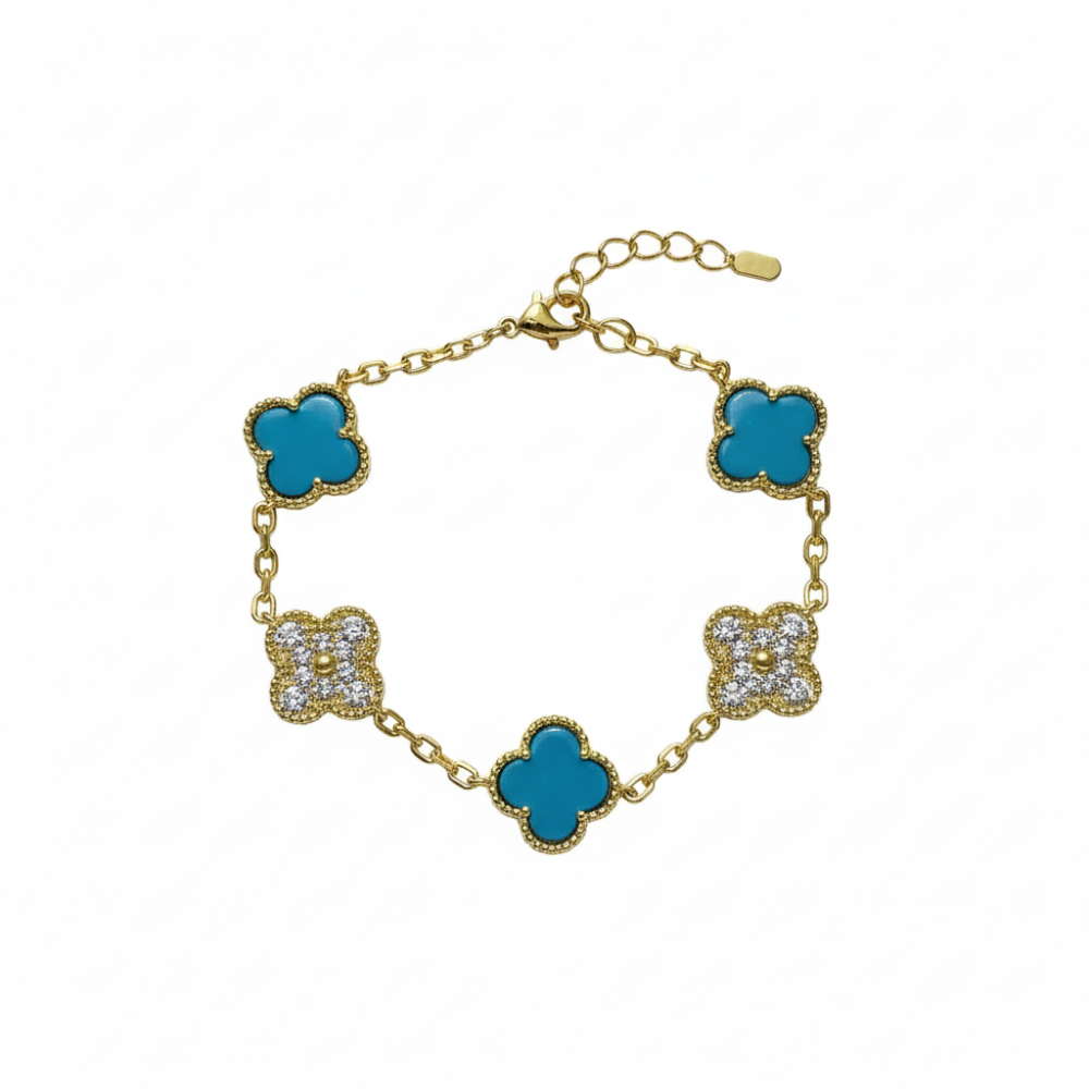 Element Of Love Pulsera De Trébol Blue Zirconia