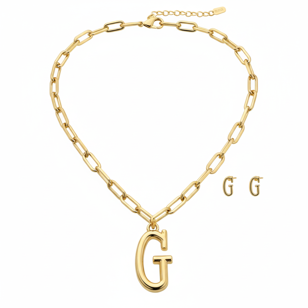 Guess Set De Collar y Zarcillos Golden "G"