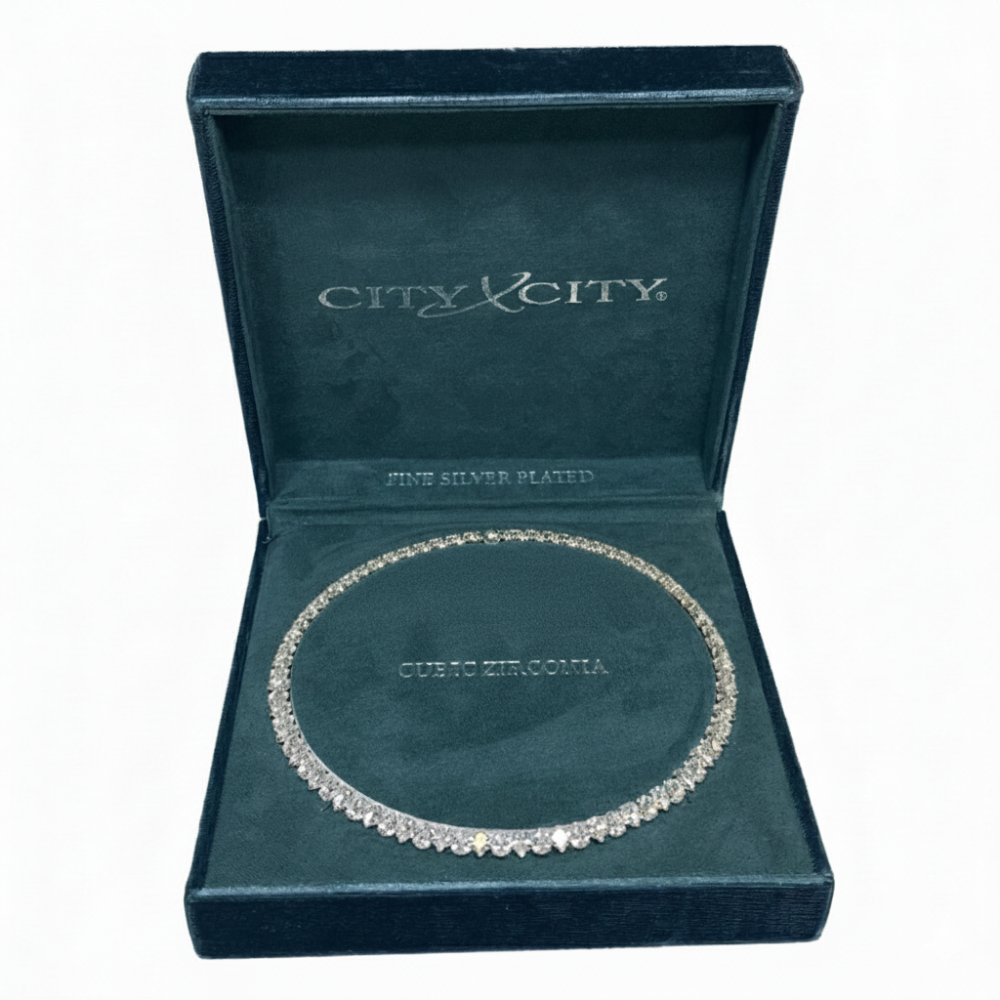 City X City Gargantilla Fine Silver Plated Cubic Zirconia