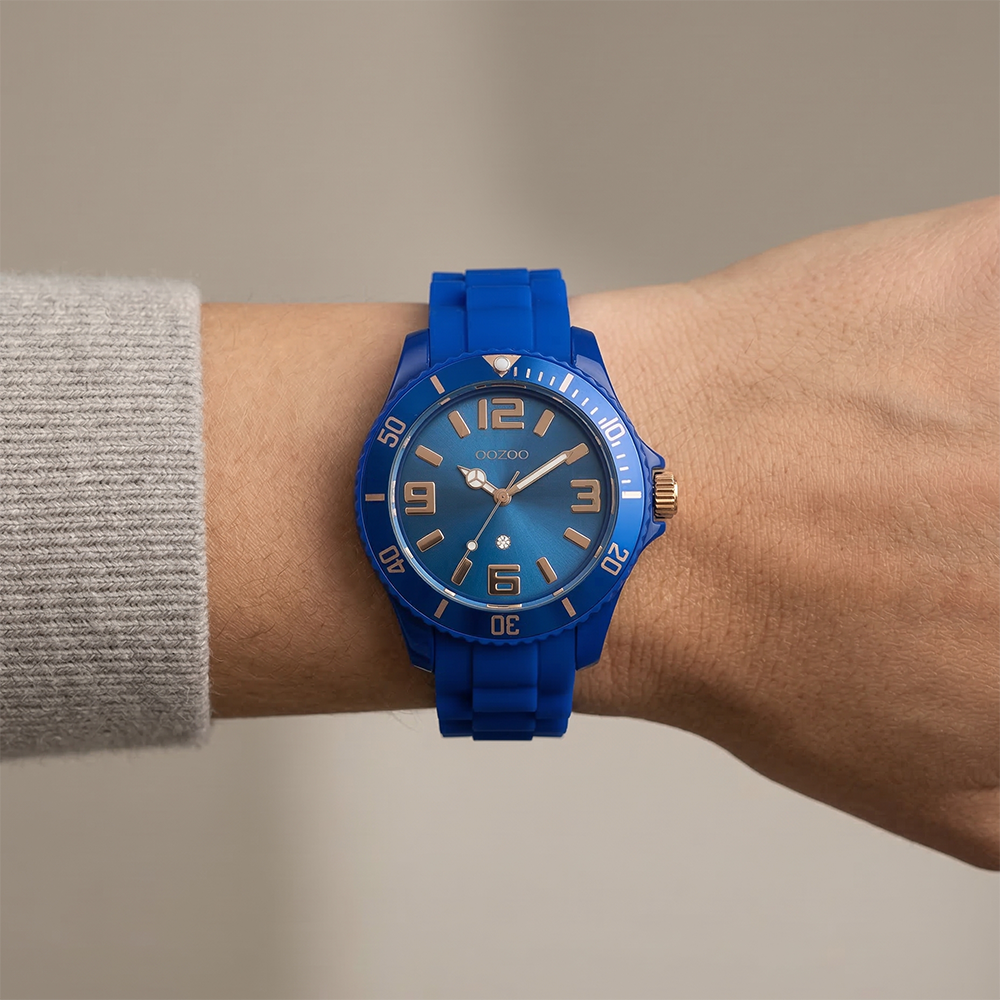 Oozoo Reloj Deportivo Correa De Silicone Para Damas Blue