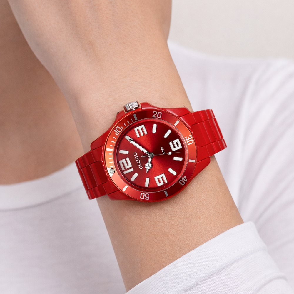 Oozoo Reloj Deportivo Correa De Silicone Para Damas Red