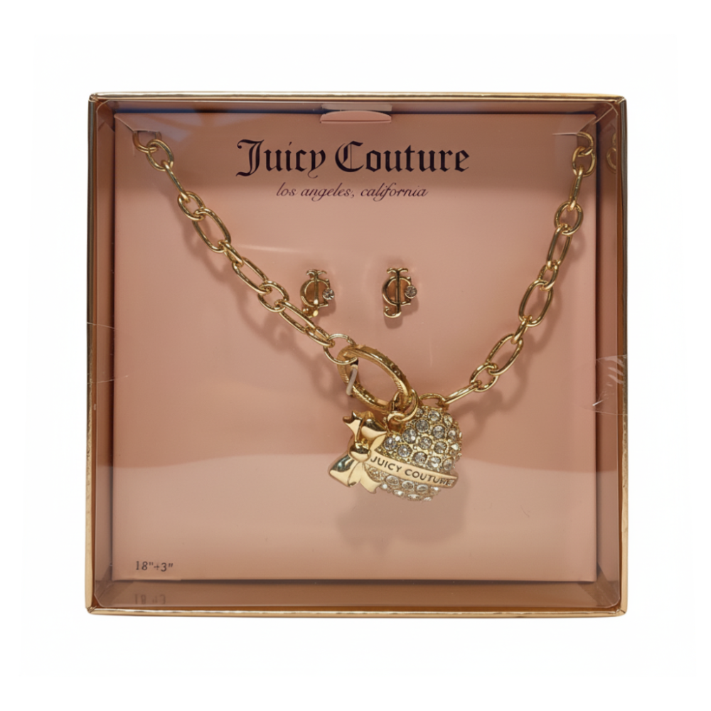Juicy Couture Set Collar y Zarcillos Logo y Corazon