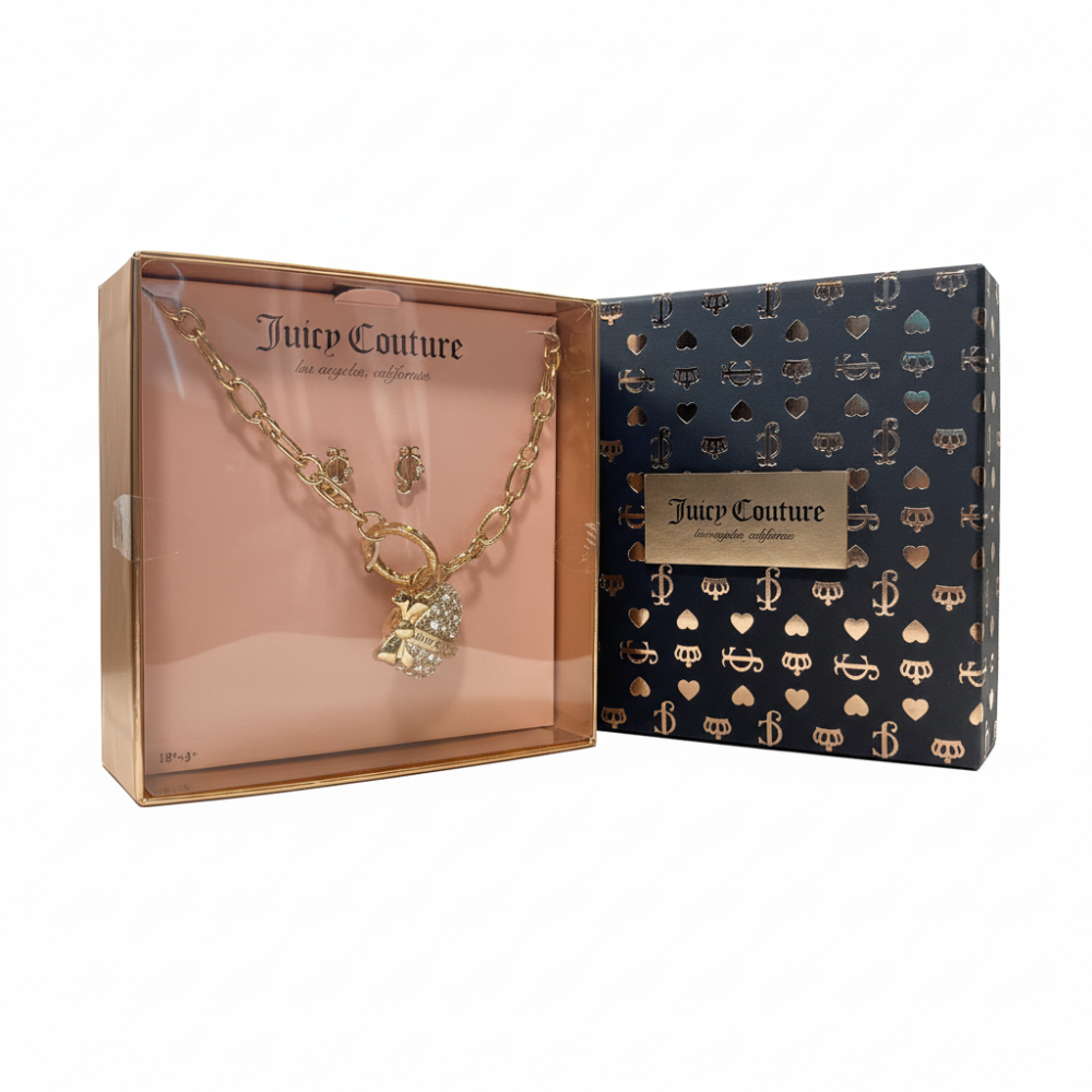 Juicy Couture Set Collar y Zarcillos Logo y Corazon