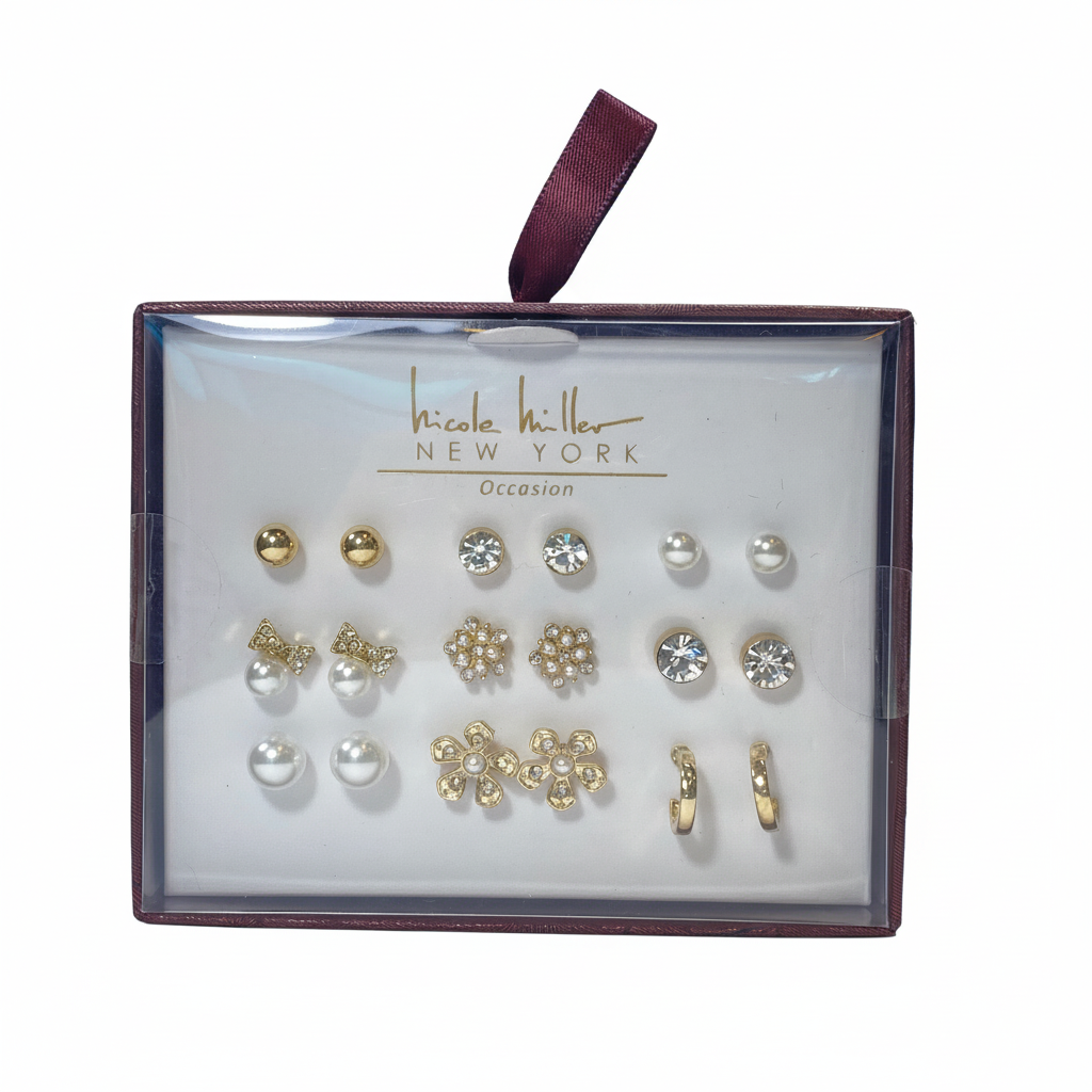 Nicole Miller Set De 9 Pares Zarcillos