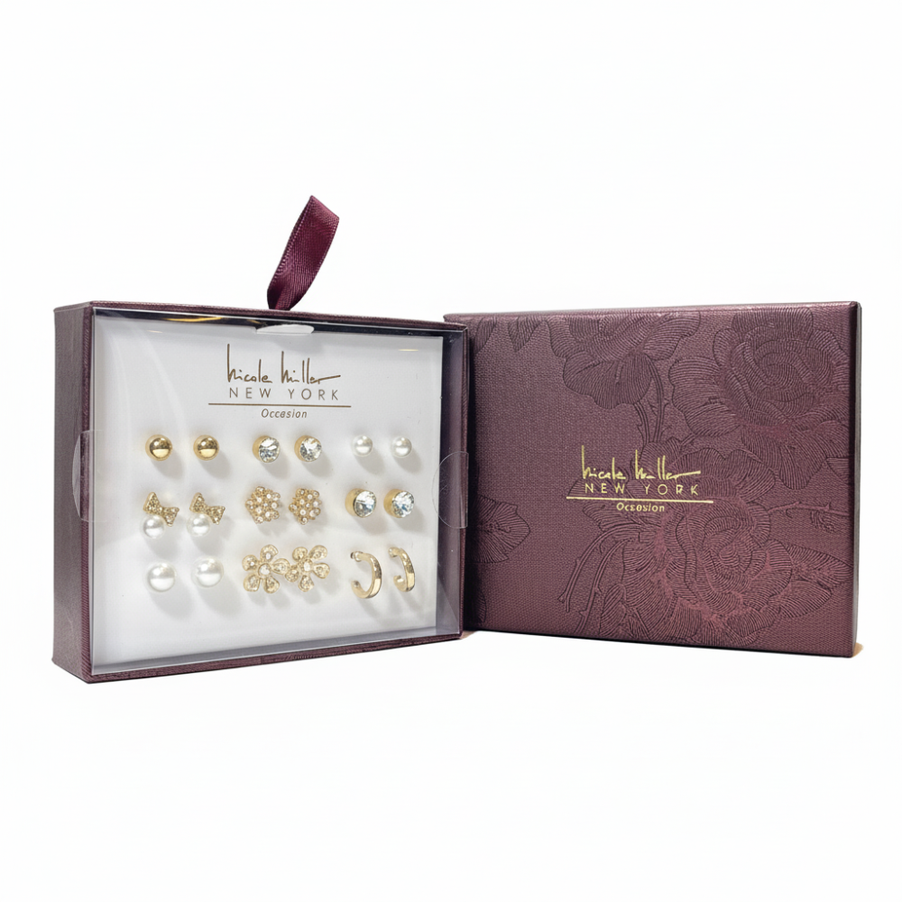 Nicole Miller Set De 9 Pares Zarcillos