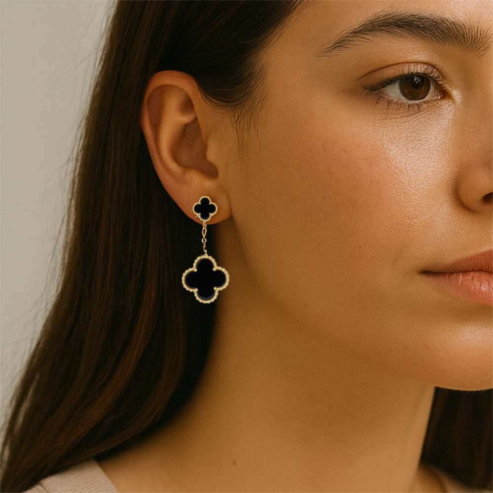 Parker & Grey Zarcillos De Trébol Black & Gold