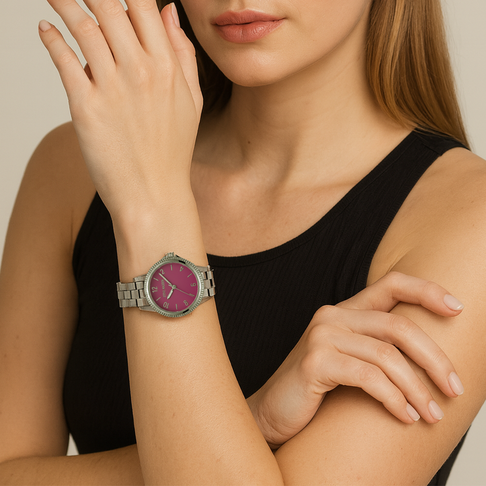 Steve Madden Reloj Platinum Pink Para Damas