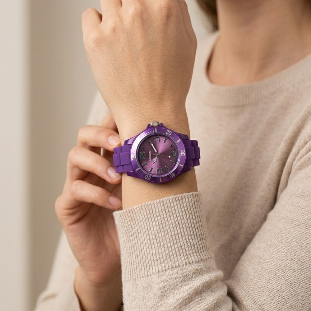 Oozoo Reloj Deportivo Correa De Silicone Para Damas Grape