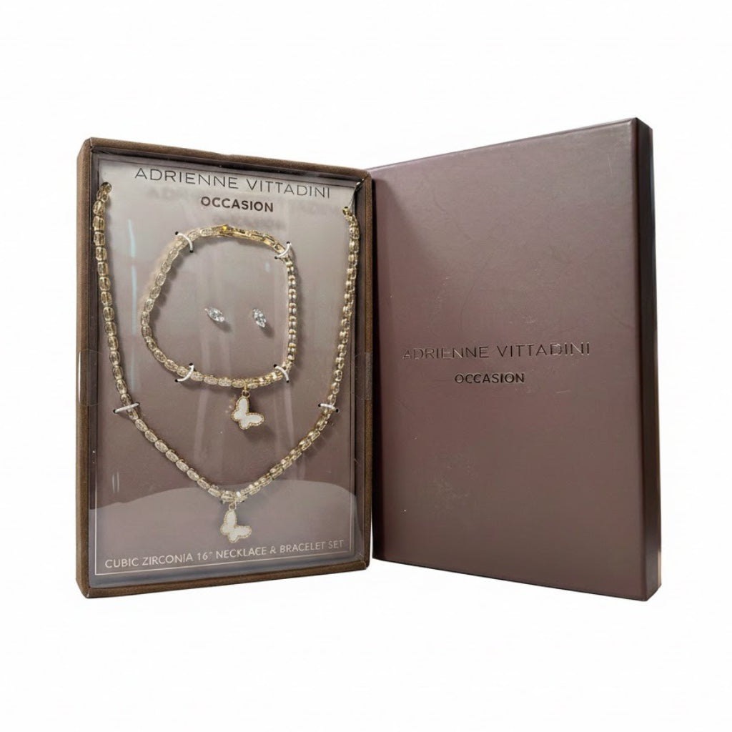 Adrienne Vittadini Set De Collar Pulsera Y Zarcillos Mariposa