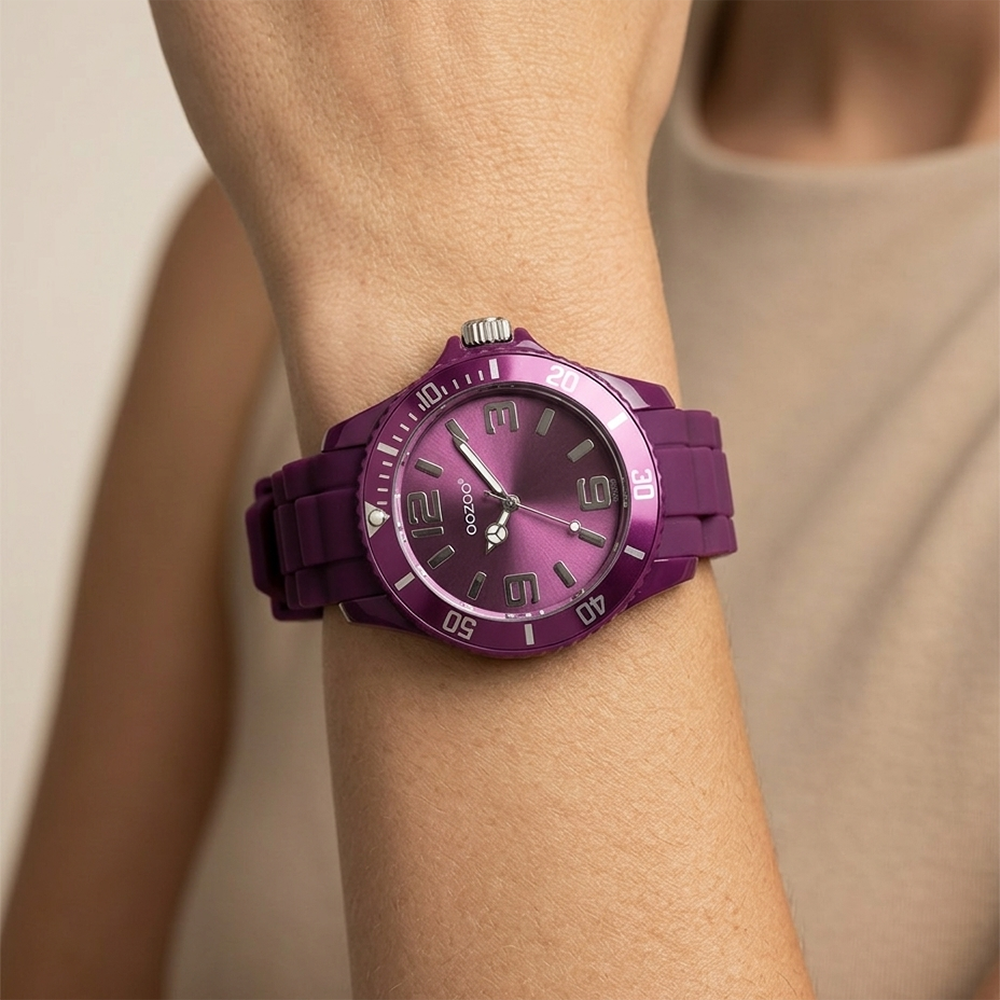 Oozoo Reloj Deportivo Correa De Silicone Para Damas Grape