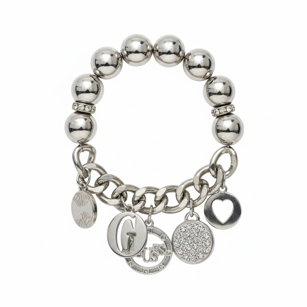 Guess Set De Pulsera Y Zarcillos Plated Logo