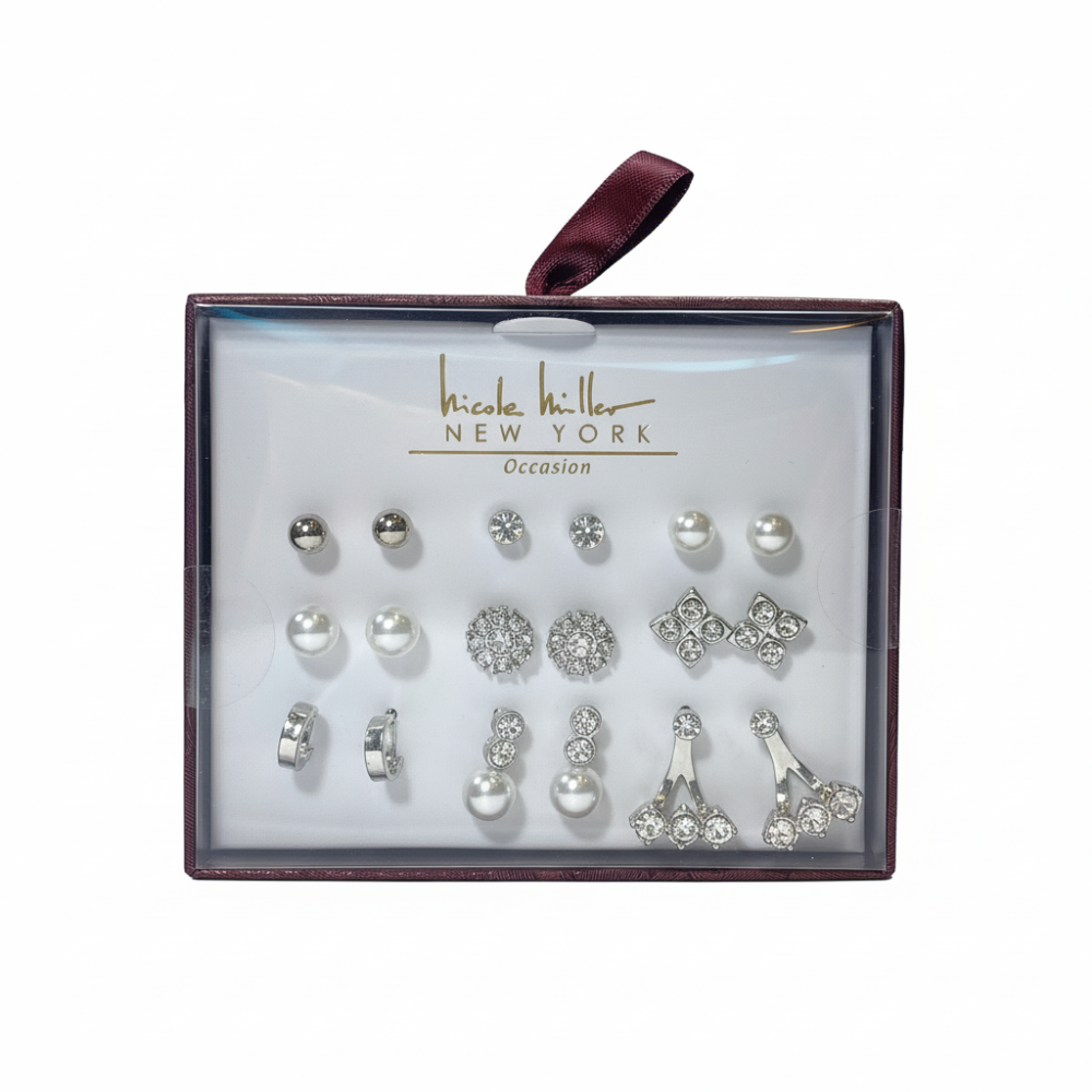 Nicole Miller Set De 9 Pares Zarcillos