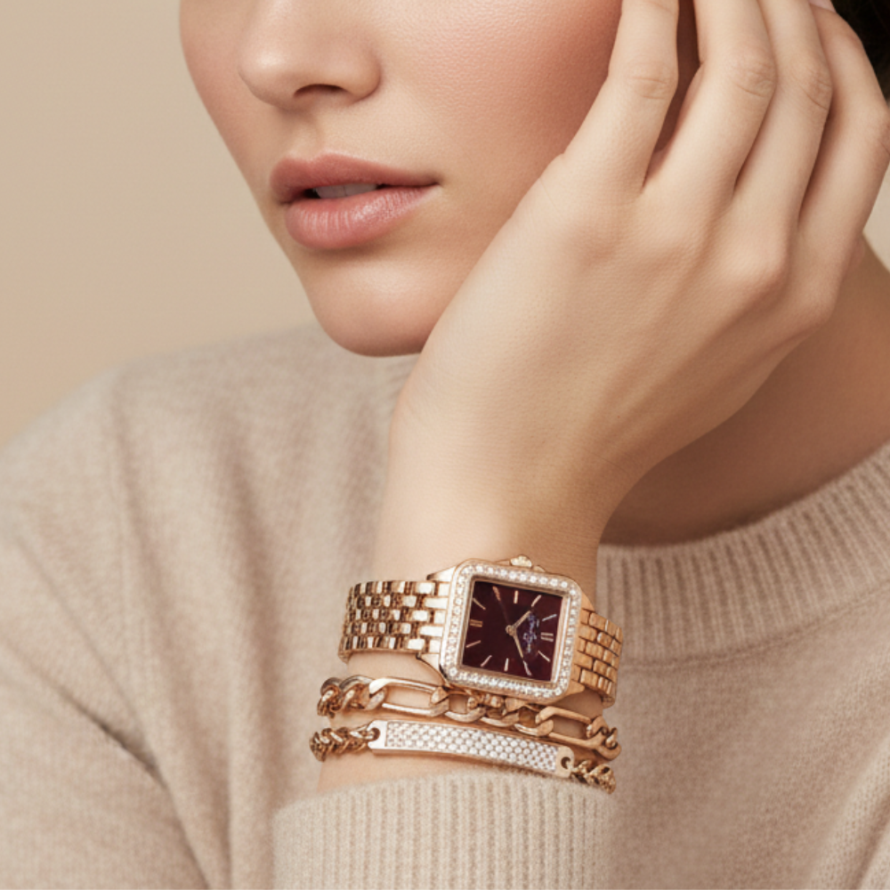 Jessica Simpson Set de Reloj y Pulseras Gold Rose