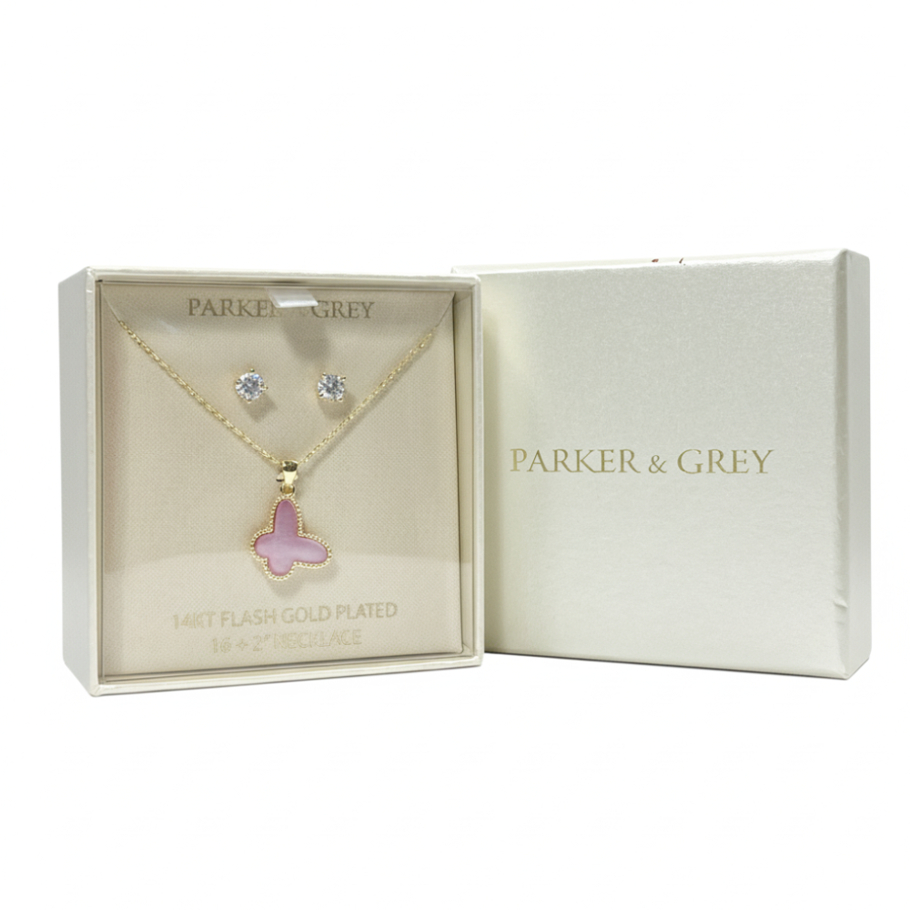 Parker & Grey Set de Collar de Mariposas y Zarcillos