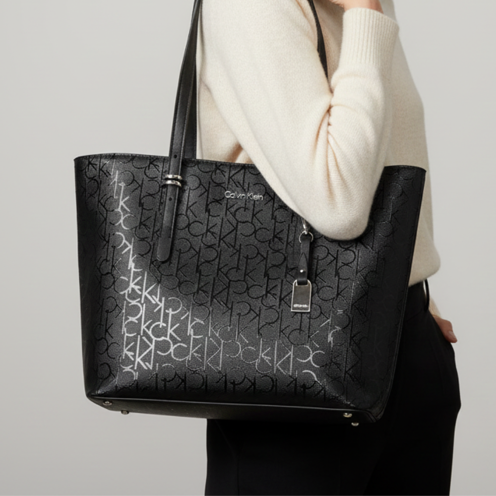 Calvin Klein Cartera Tote Bag Monogram Black