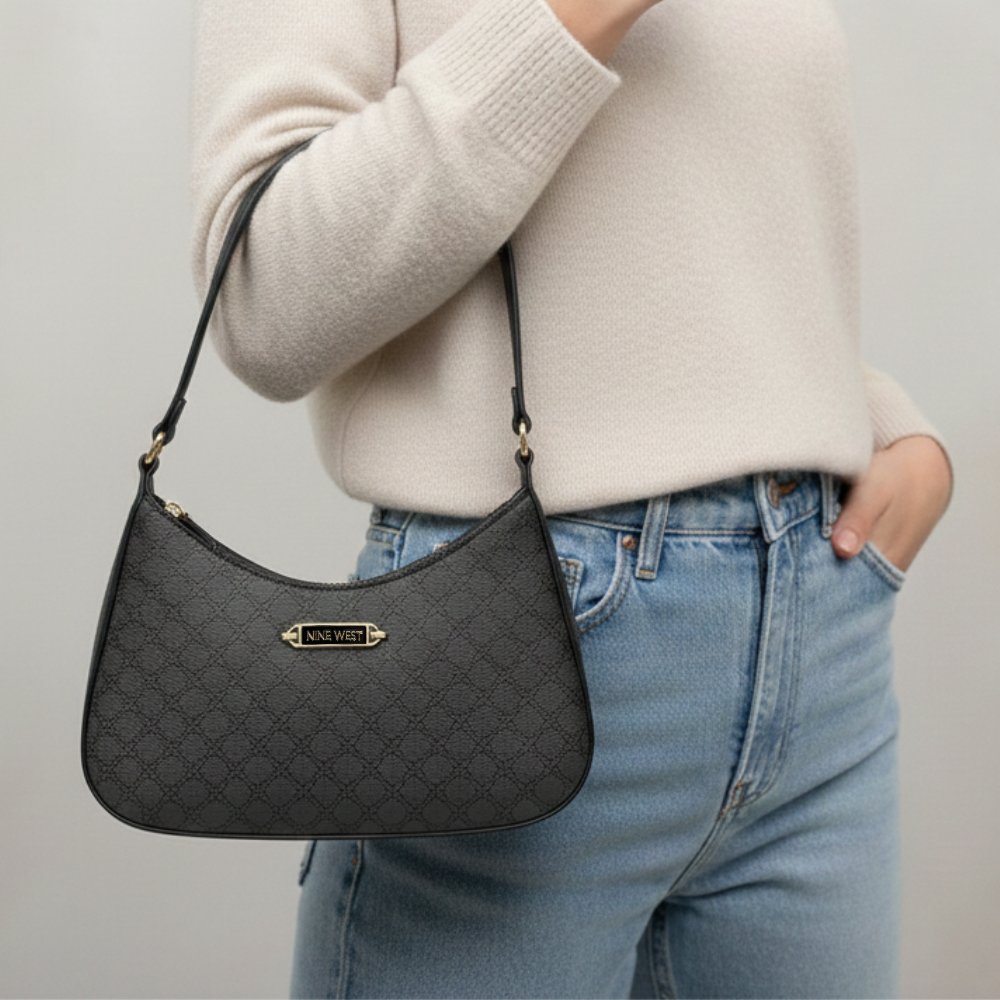 Nine West Cartera Danni Mini Jet Black Logo