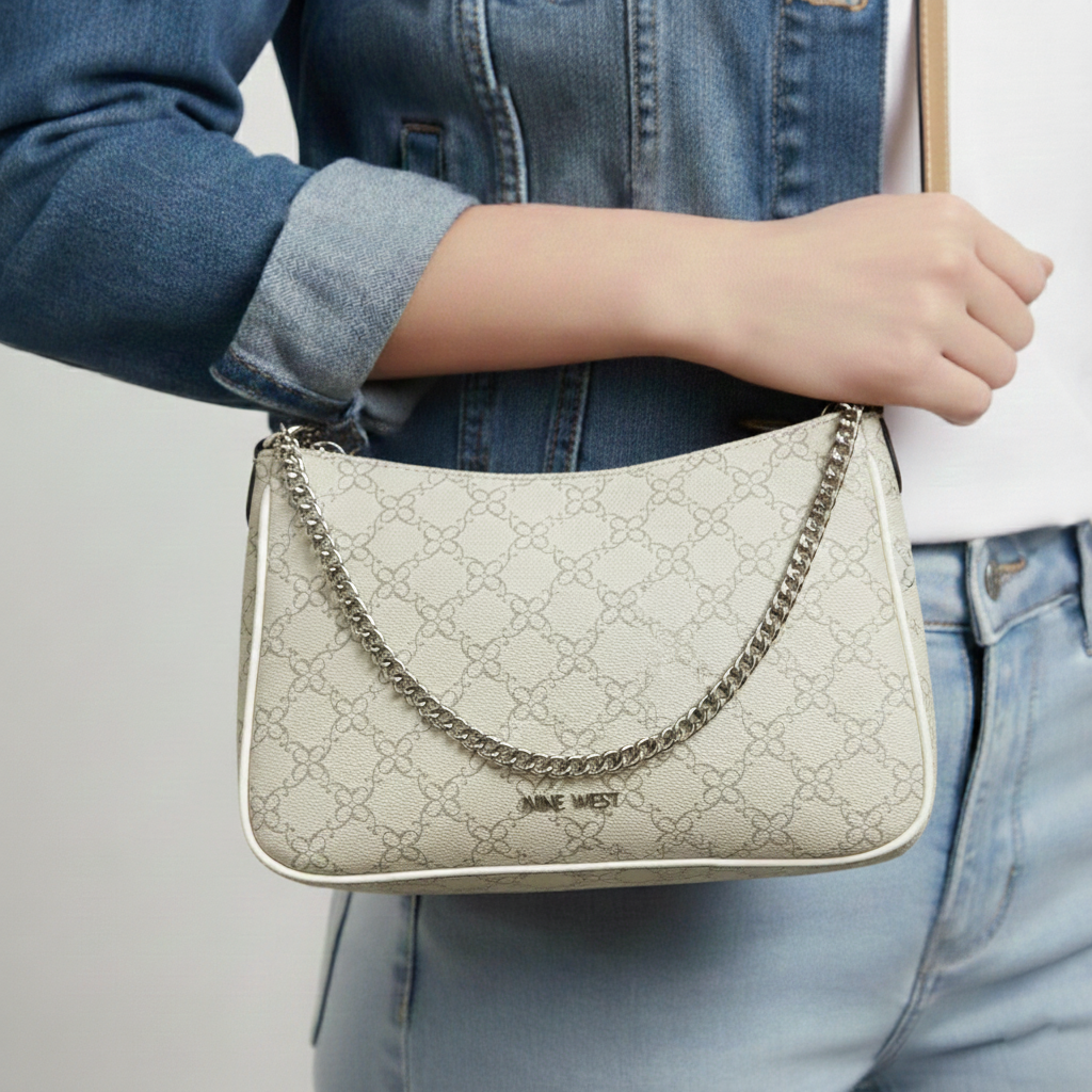 Nine West Cartera Mini Casteel Mushroom Logo Milk