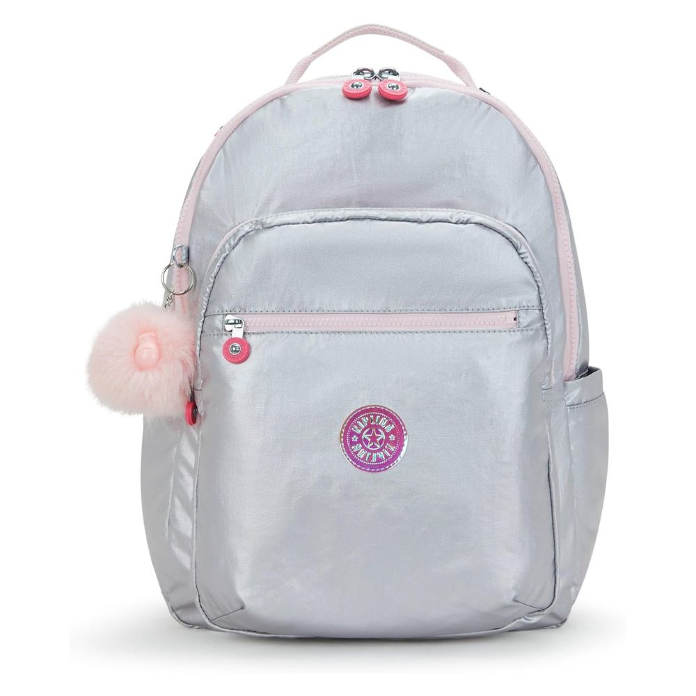 Kipling Bulto Seoul Ice Silver Metallic Backpack