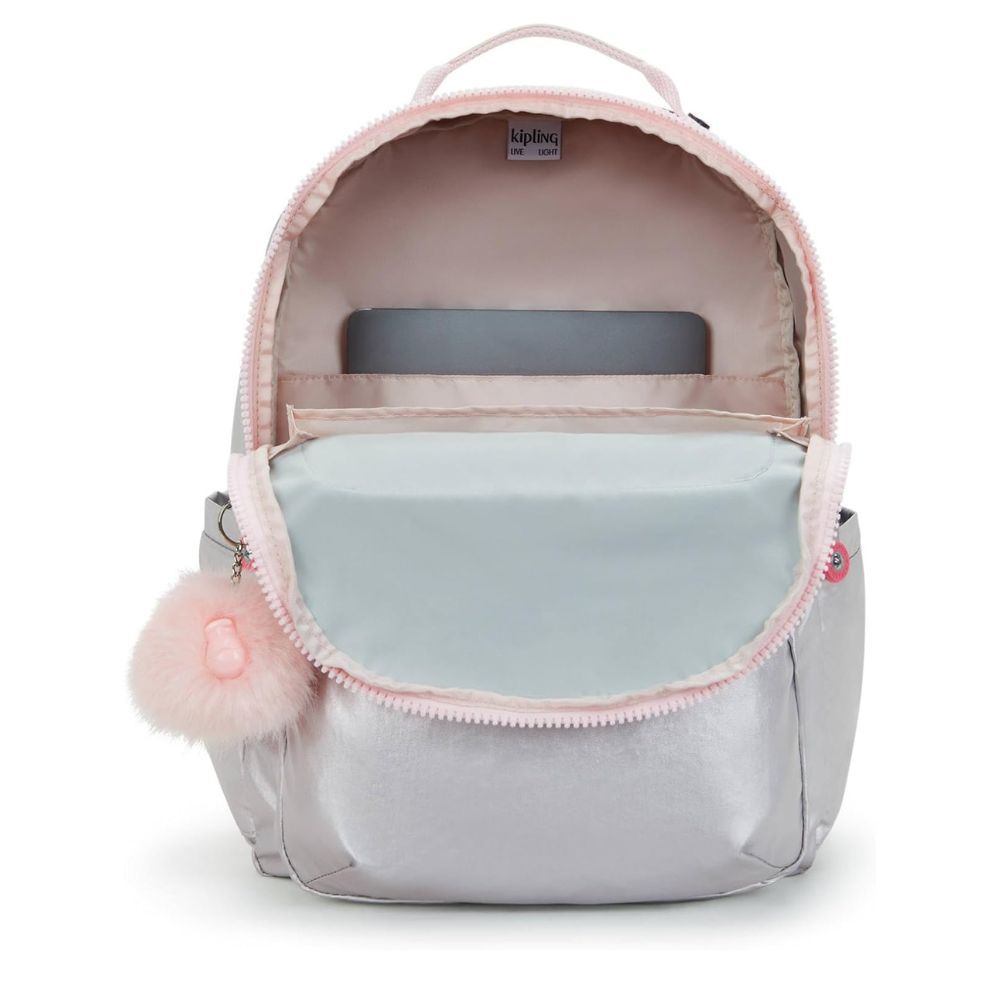 Kipling Bulto Seoul Ice Silver Metallic Backpack