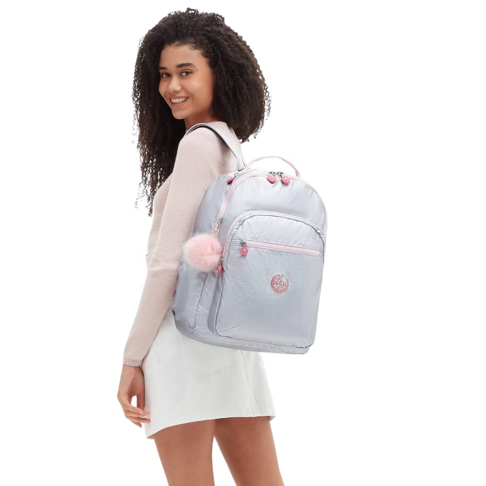 Kipling Bulto Seoul Ice Silver Metallic Backpack