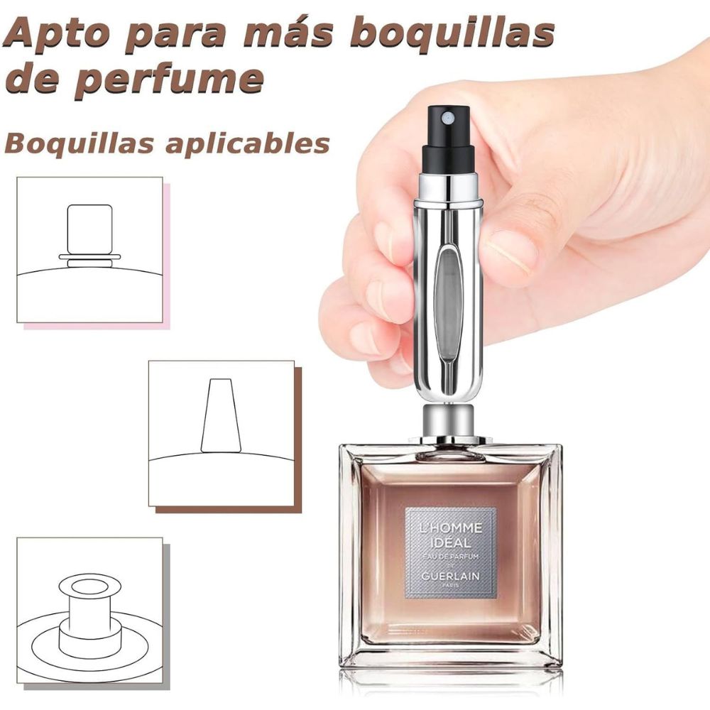 Porta Perfume Recargable con Atomizador 1 Unidad 5ml Colores Varios