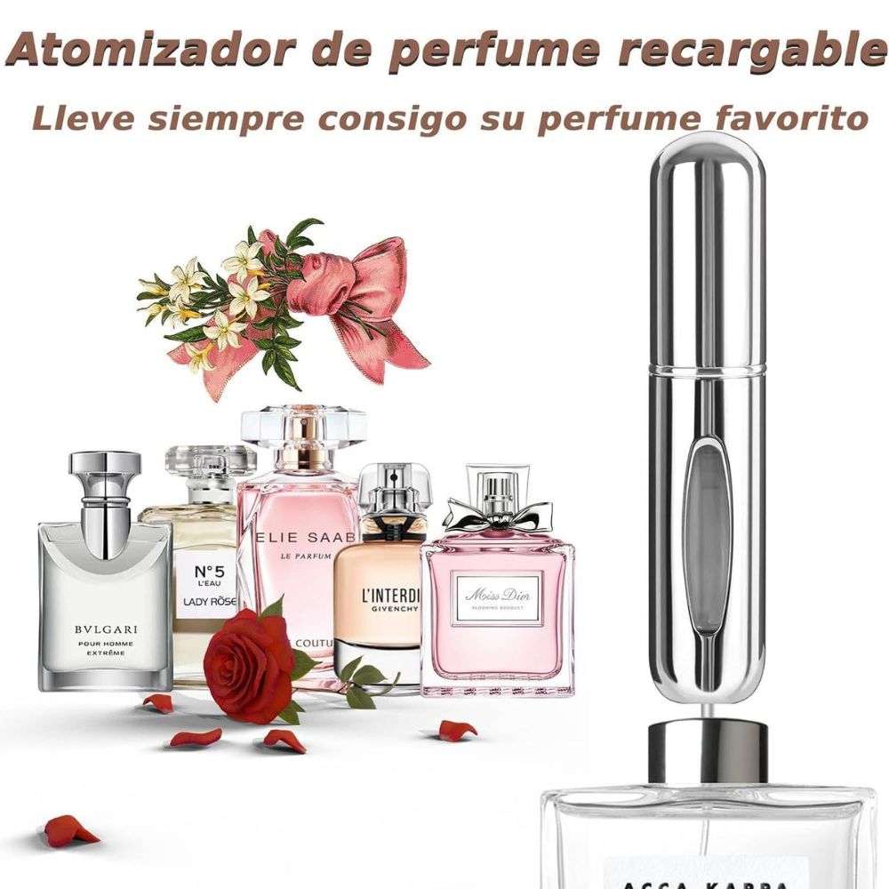 Porta Perfume Recargable con Atomizador 1 Unidad 5ml Colores Varios