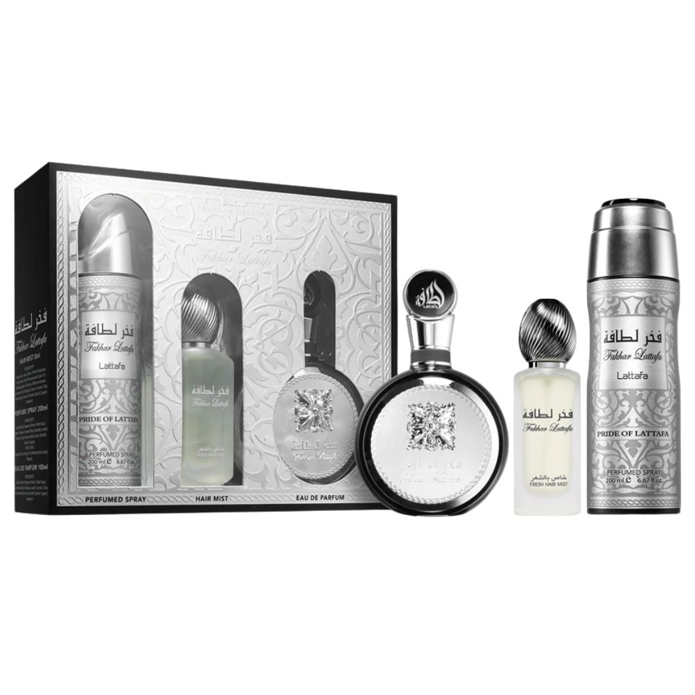 Lattafa Set Fakhar Lattafa Eau de Parfum + Hair Mist + Perfumed Spray Para Caballero 3 Und