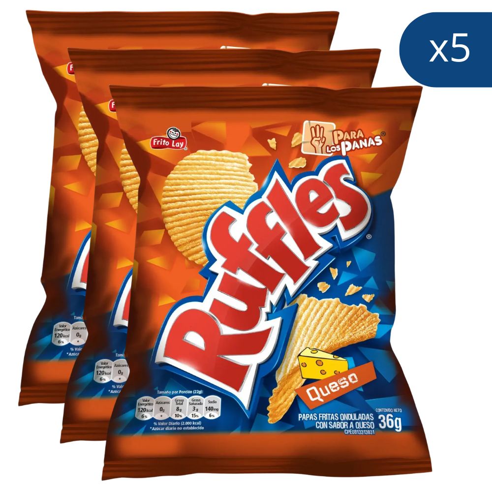 Ruffles Onduladas de Queso Pack de 5und 36g
