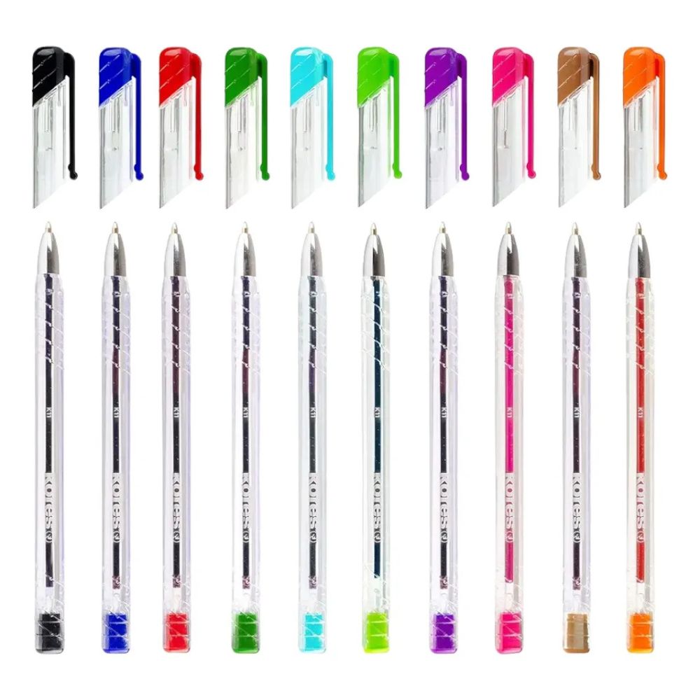 Kores Caja De Boligrafos De Colores Super Slide Tinta Suave 10 Und
