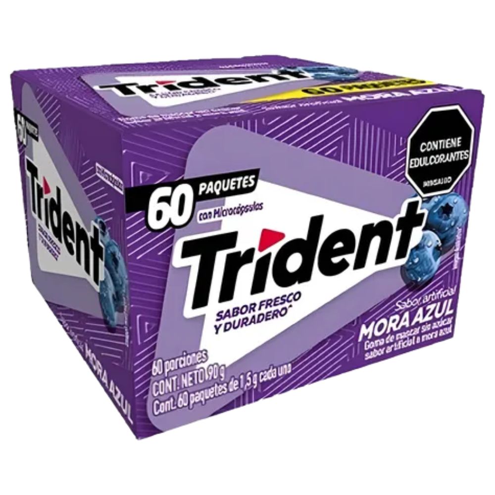Chiclets Trident Mora Azul 60 Paquetes