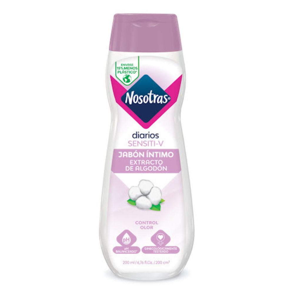 Nosotras Jabon Intimo Sensitive-V Extracto de Algodon 200ml