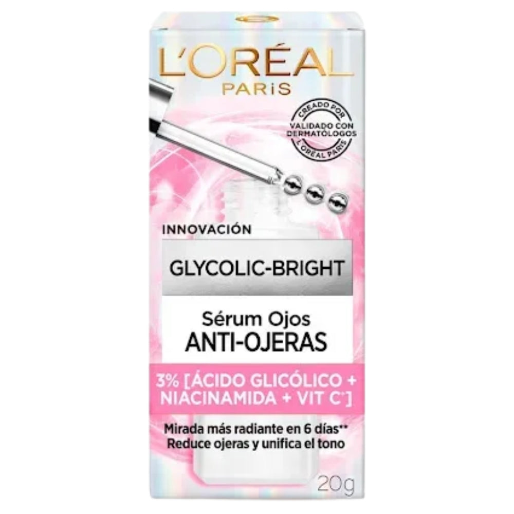 Loreal Paris Serum Ojos Antiojeras Glicolic Bright 20gr