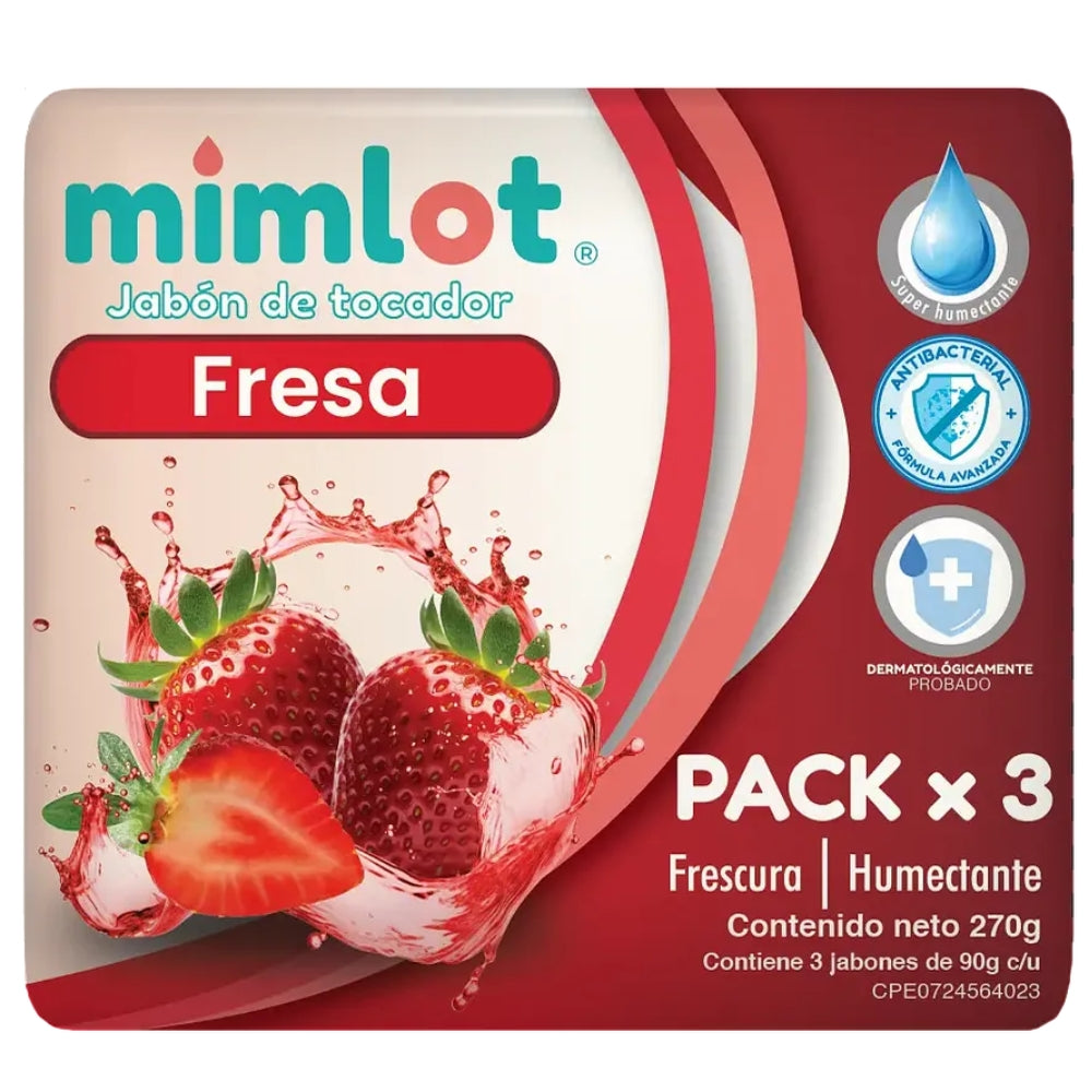Mimlot Jabón de Tocador Fresa 3 Pack 375gr