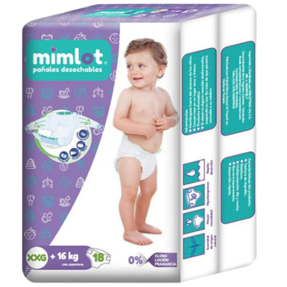 Mimlot Pañal Desechable Bebé Talla XXG 18 Und