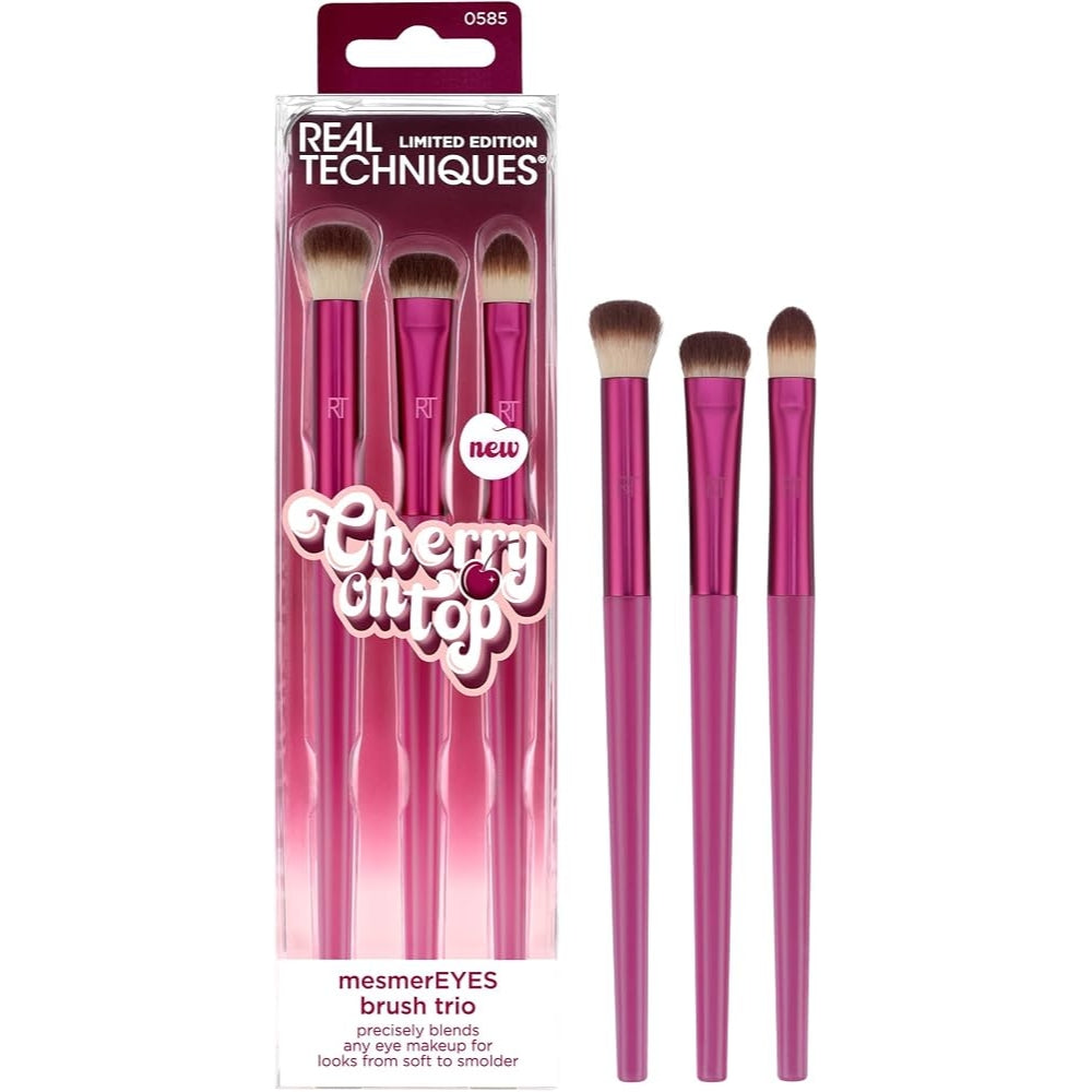 Real Techniques Limited Edition Cherry On Top MesmerEyes Brush Trio 3 Piezas