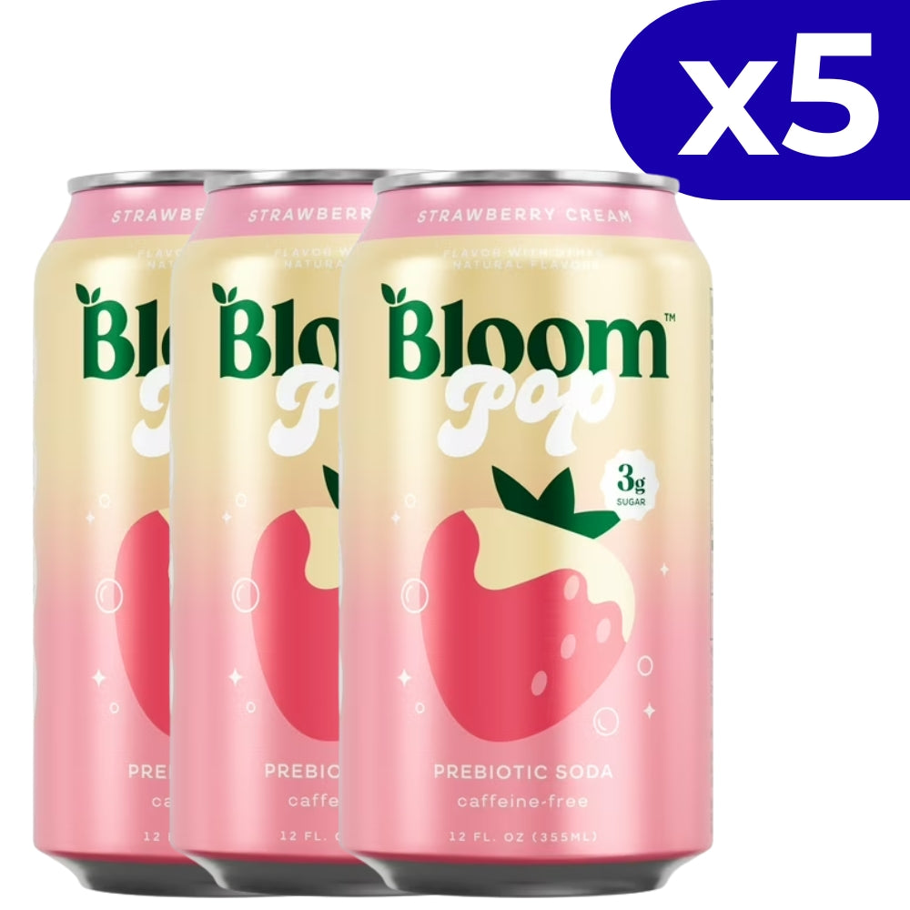 Bloom Pop Prebiotic Soda Strawberry Cream 5 Und x 355ml c/u