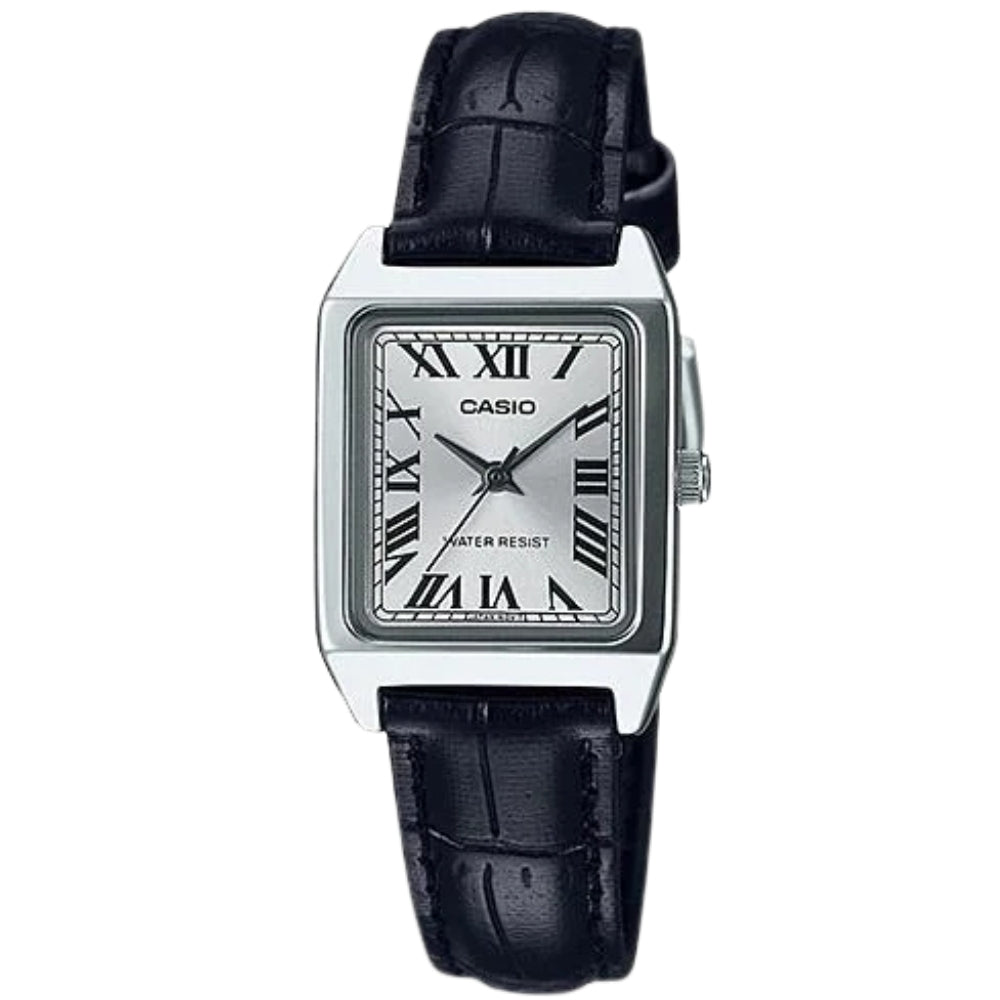 Casio Reloj Casual Correa De Cuero Para Damas Black