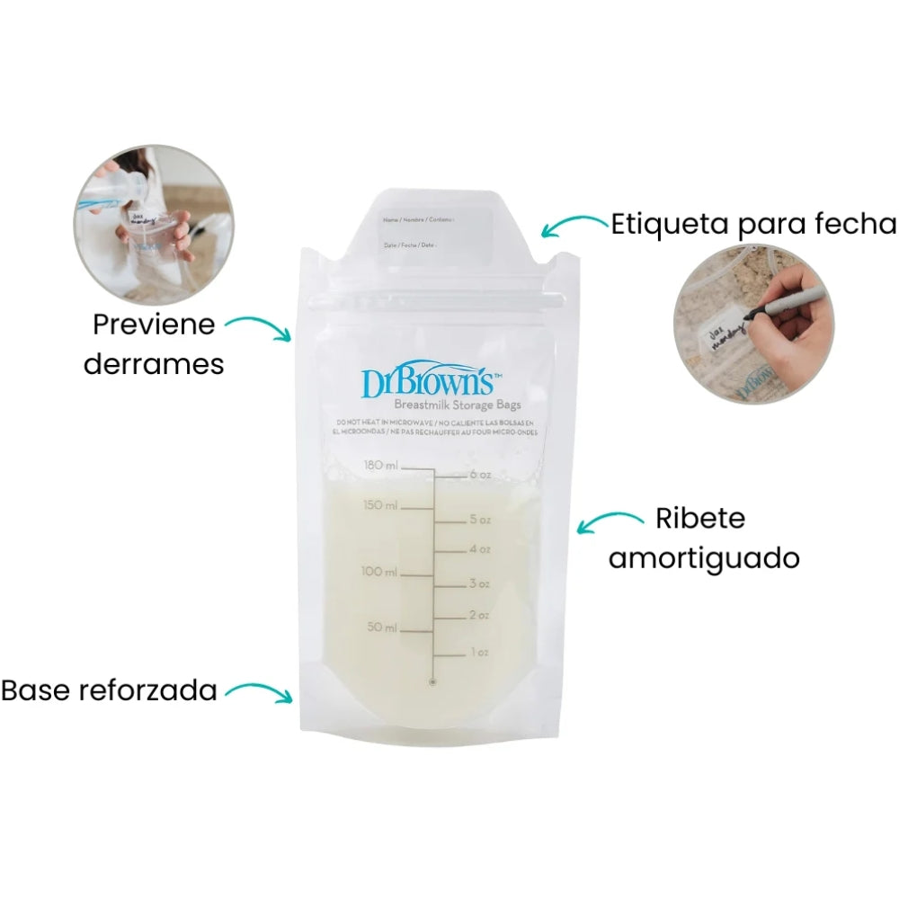 Dr.Browns Bolsas Para Almacenamiento De Leche Materna 25 Und 180ml