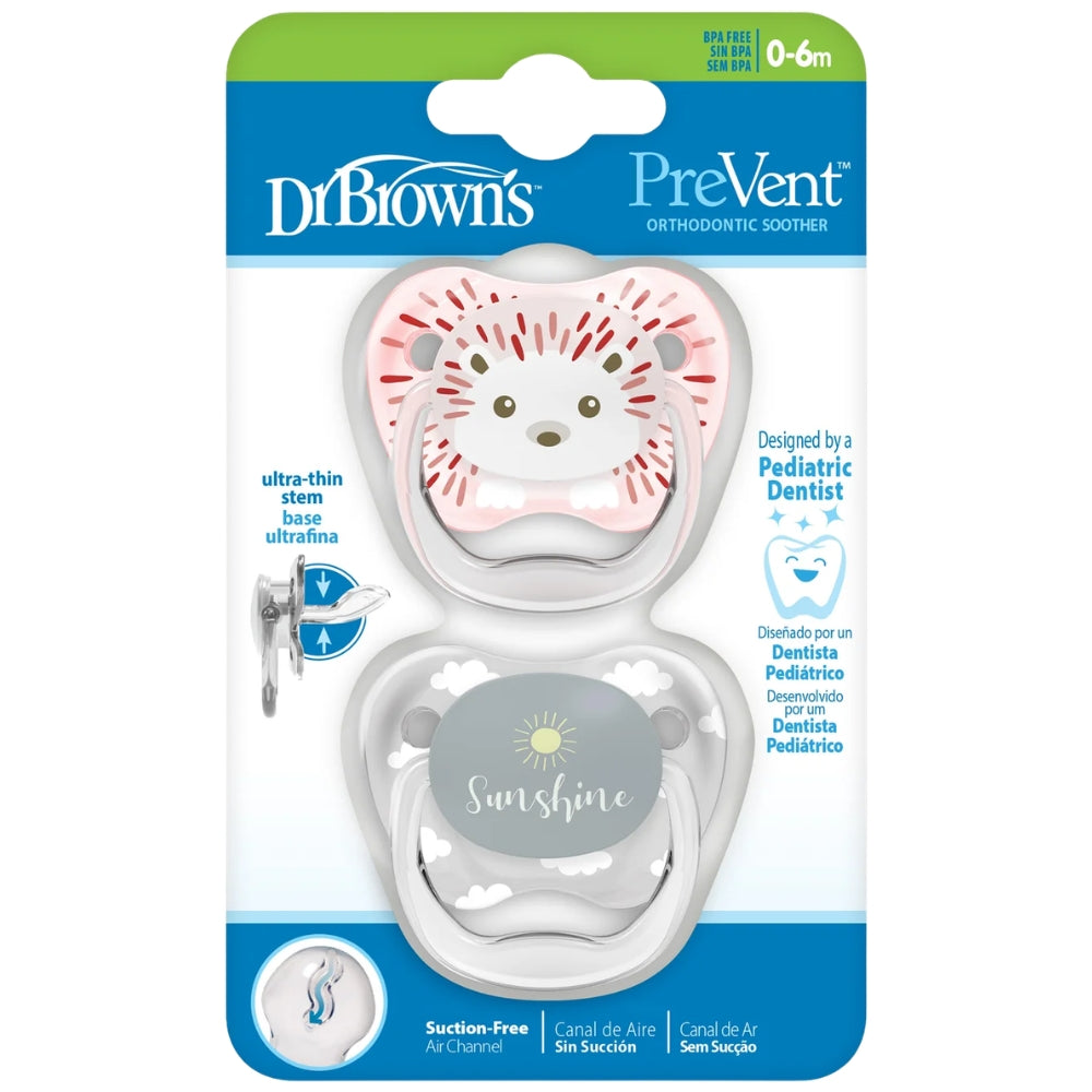 Dr.Brown's Chupón Prevent Etapa 1 Animal Faces Pink 2Und 0-6m+
