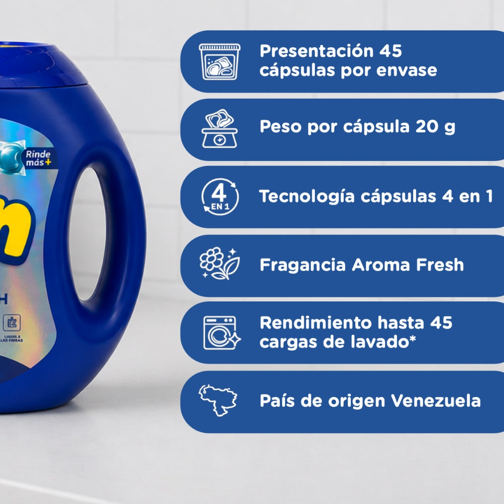 Fain Detergente 4 en 1 Aroma Fresh 45 Capsulas