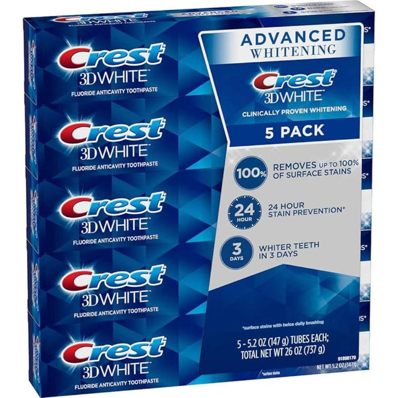 Crest 3D White Advanced Whitening 5 Pack Crema Dental