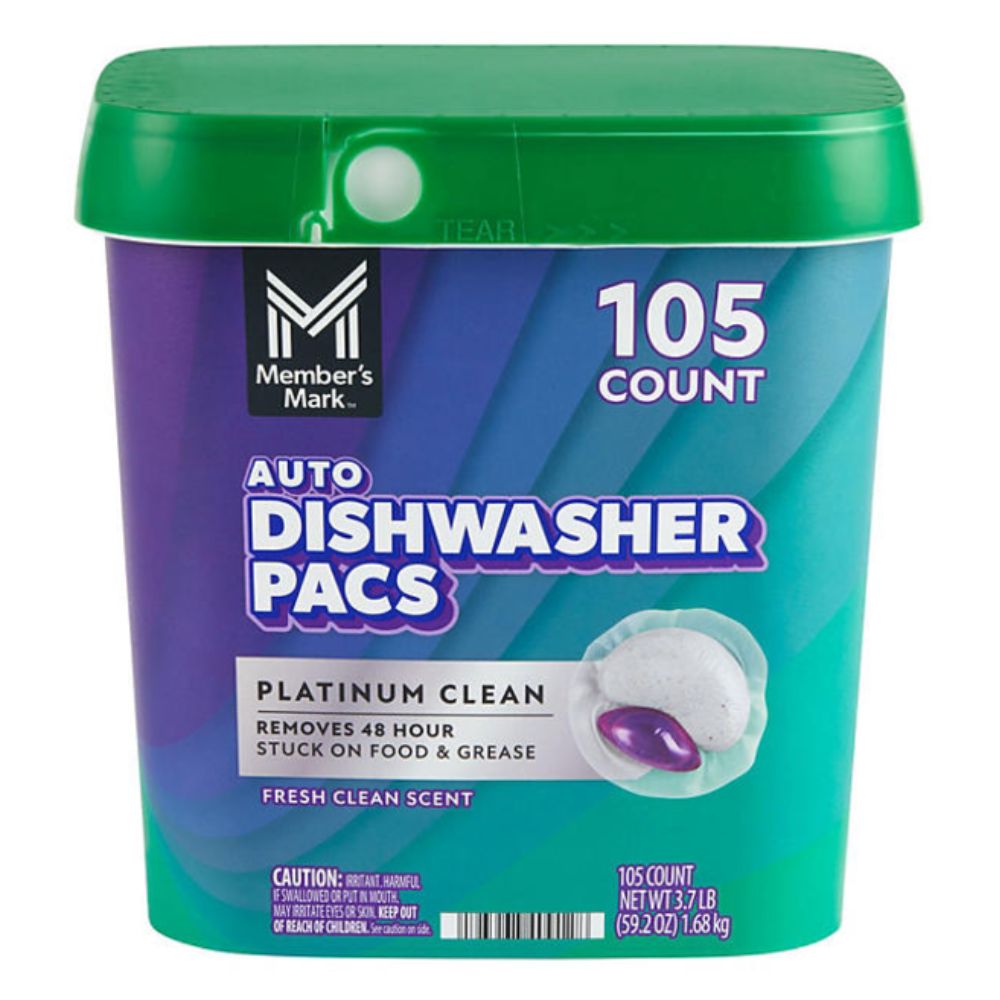 Member's Mark Auto Dishwasher Pacs Platinum Clean Fresh Clean Scent 105 Pack 1.68Kg
