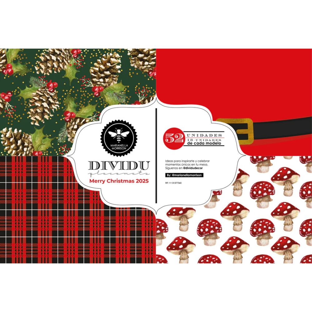 Block de 52 Individuales Marianella Morrison de Papel Dividu Merry Christmas 2025