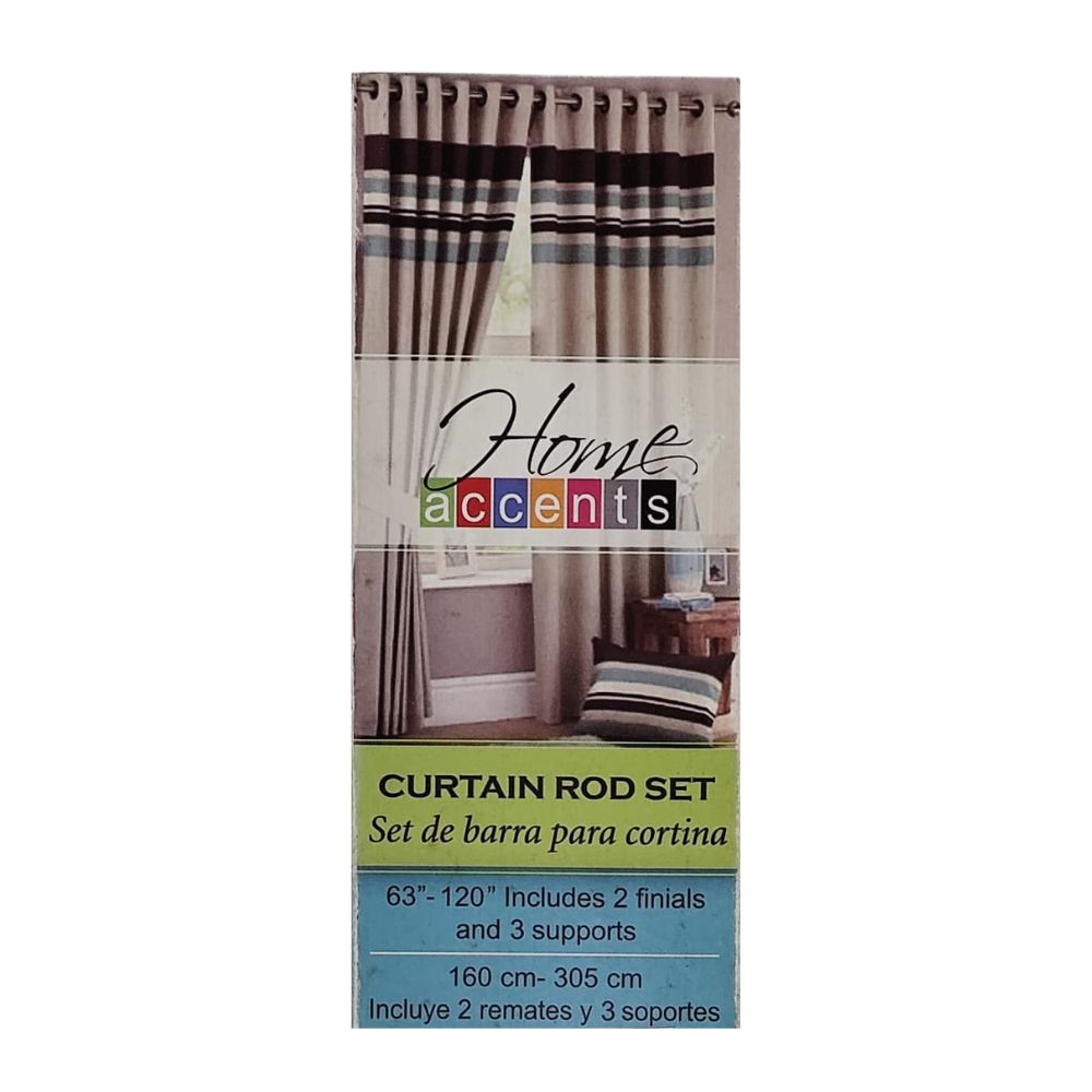 Set de Barra Para Cortina Color Negro Con Plateado 63" Ajustable a 120"