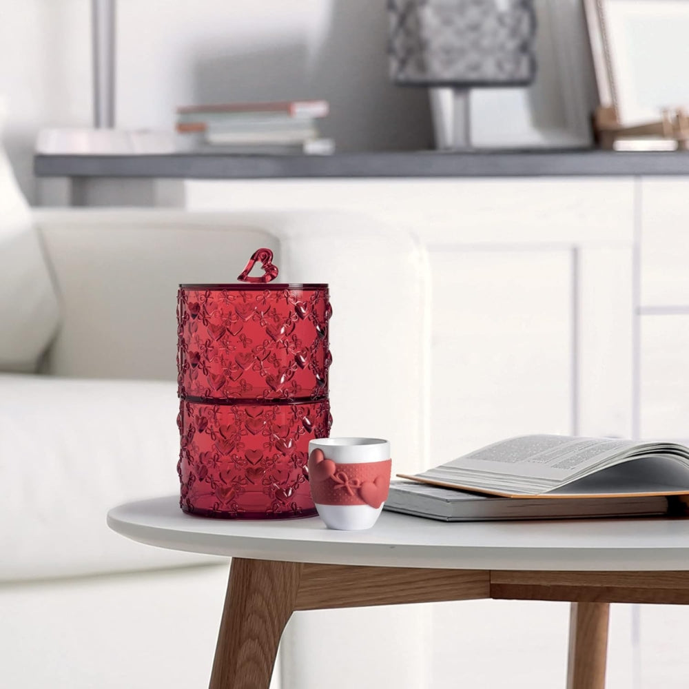 Guzzini Set De 2 Contenedores Apilables Love Rojo