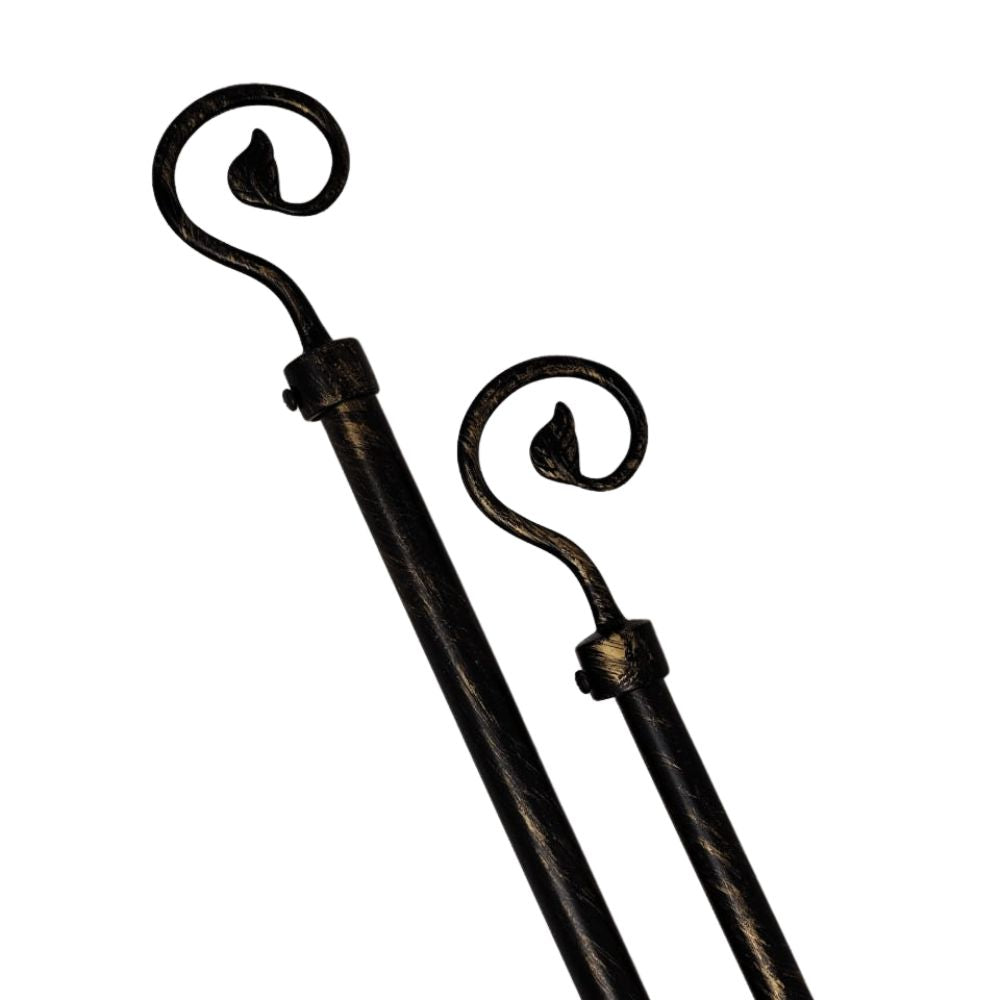 Set de Barra Para Cortina Color Negro Con Dorado 63" Ajustable a 120"