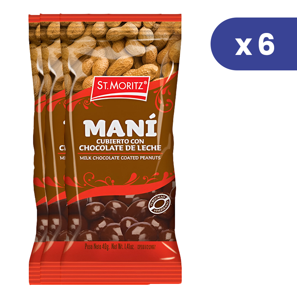 St. Moritz 6 Und x 40 gr Mani Cubierto Con Chocolate De Leche