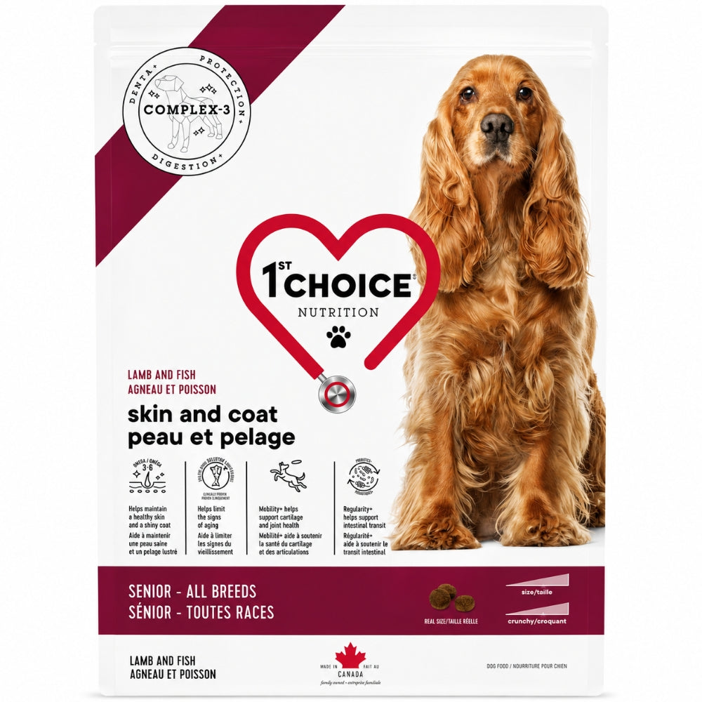 1st Choice Alimento para Perros Senior Cuidado de la Piel y el Pelaje para Todas las Razas Sabor Cordero 11 Kg